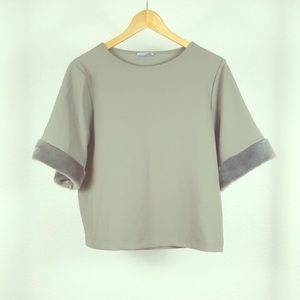Zara Faux Fur short sleeve top